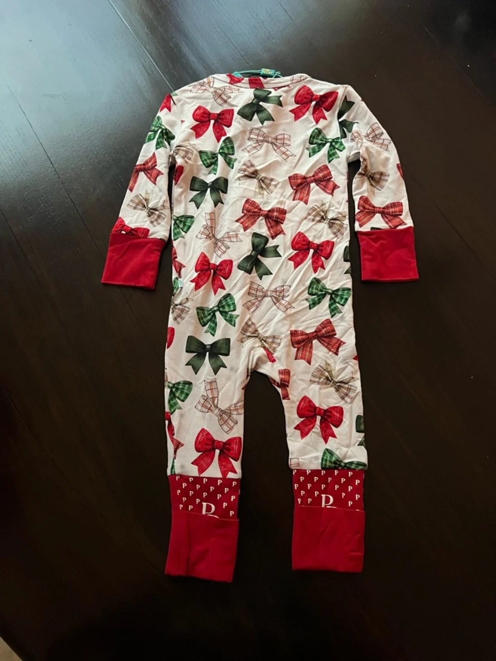 New - Posh Peanut Bamboo Christmas Bow Convertible Footie Pajamas